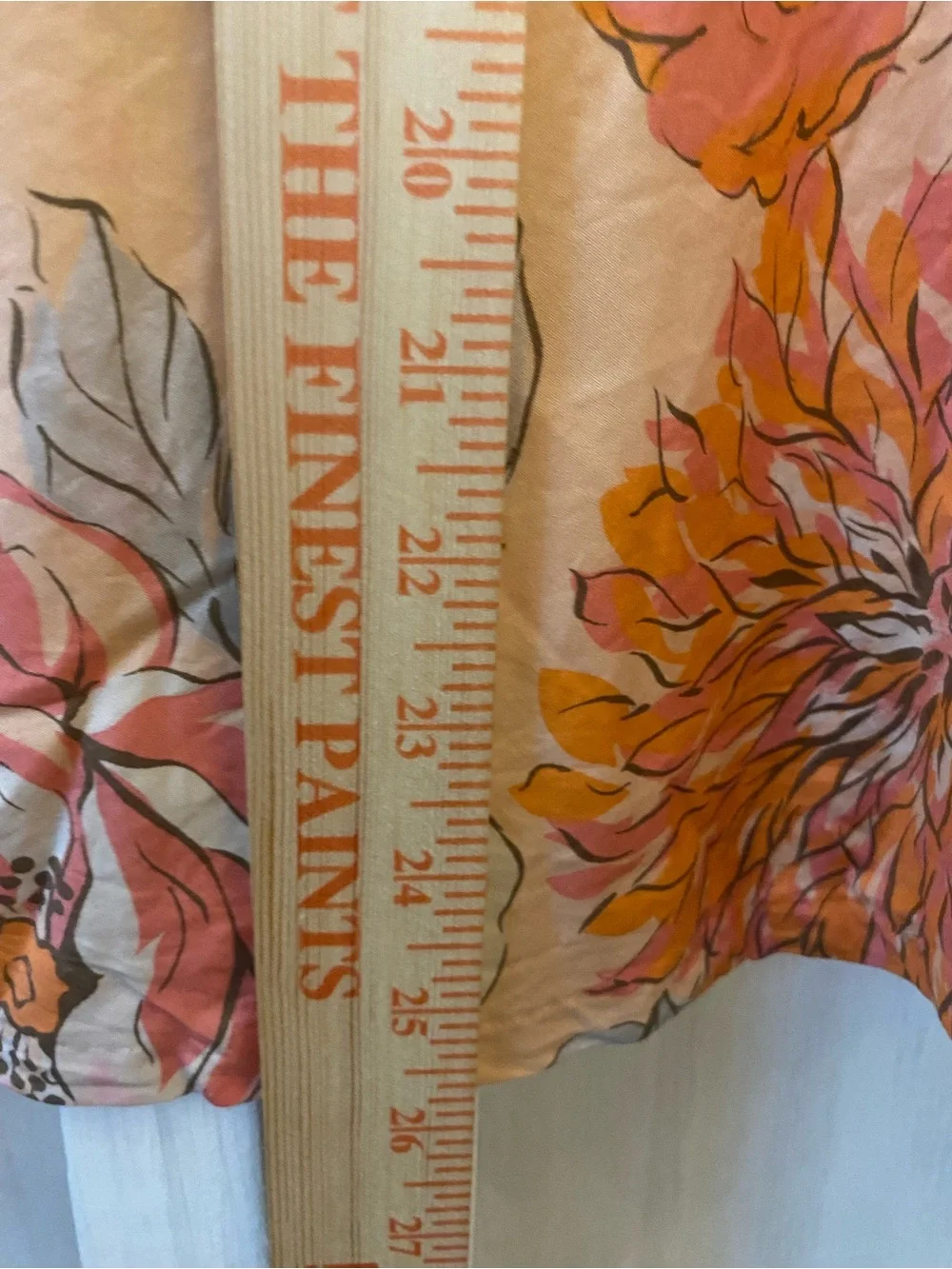 New York & Company Peach Floral A-Line Skirt with Coral and Orange Blooms